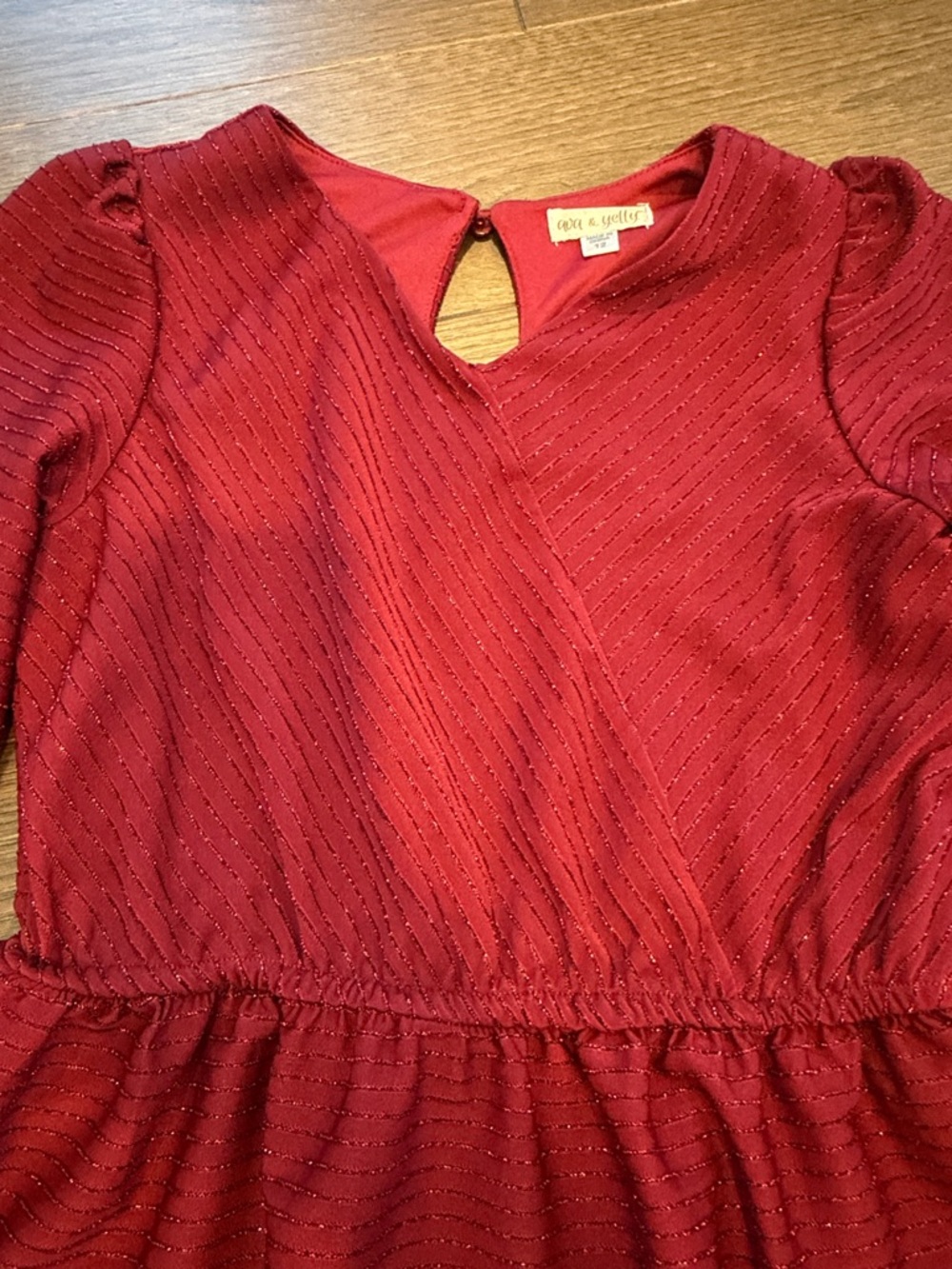 Ava + Yelly Girls' Maroon Long-Sleeve Ruffle Hem Dress Size 12 - C11-206 - Picture 5 of 9